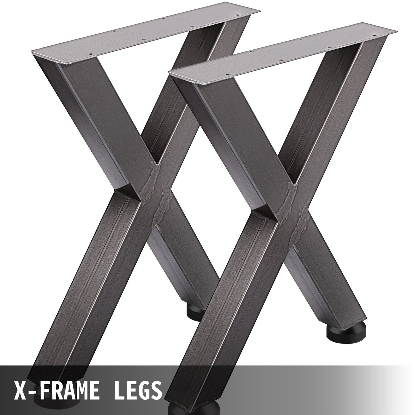 Set of 2 Steel Table Legs, 28'Height 24'Wide Dining Table Legs, Heavy Duty 3.1" Square Box Section X Frame Table Legs, 28x24x3.1 Inch Original Color Industrial Country Style Metal Dining Legs