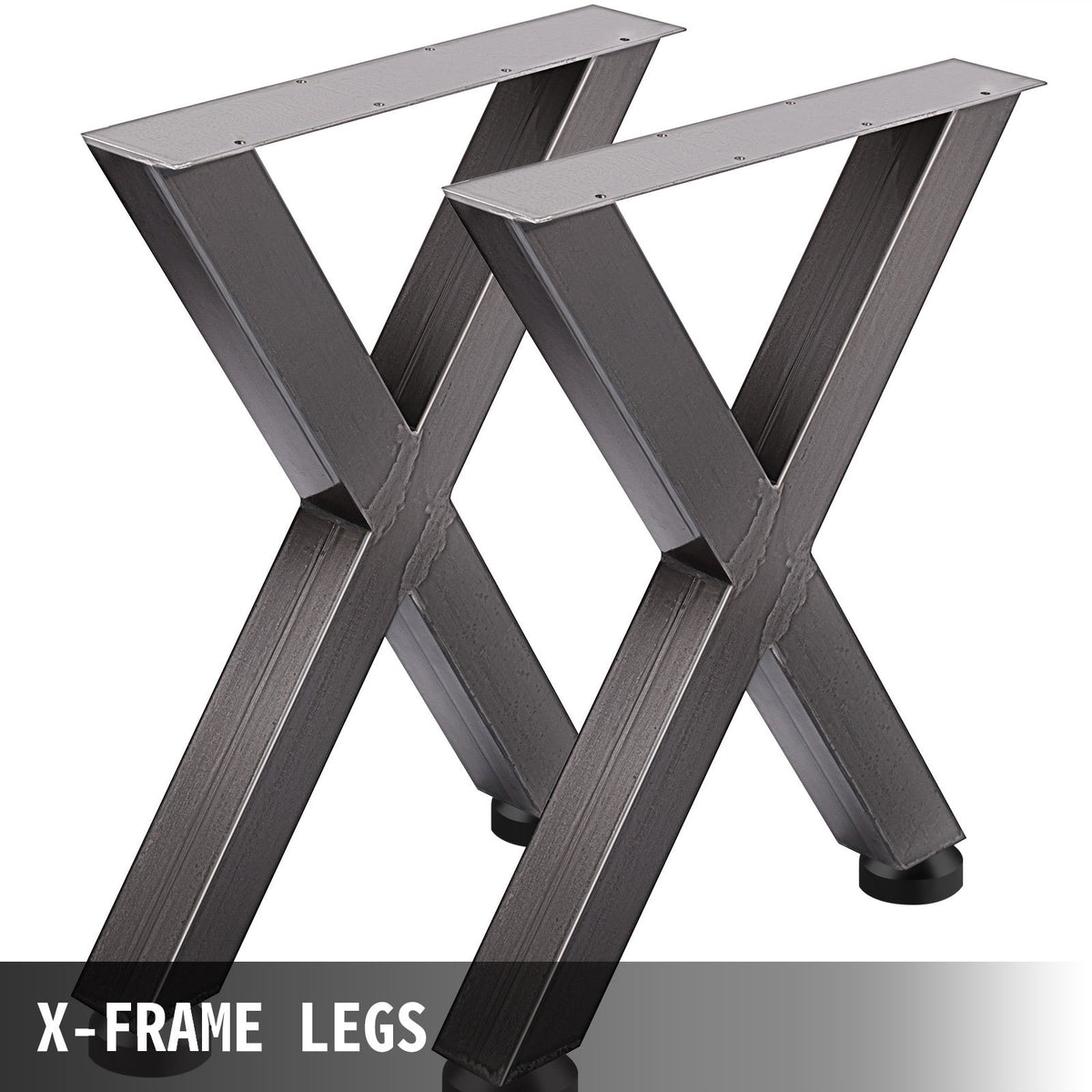 Set of 2 Steel Table Legs, 28'Height 24'Wide Dining Table Legs, Heavy Duty 3.1" Square Box Section X Frame Table Legs, 28x24x3.1 Inch Original Color Industrial Country Style Metal Dining Legs