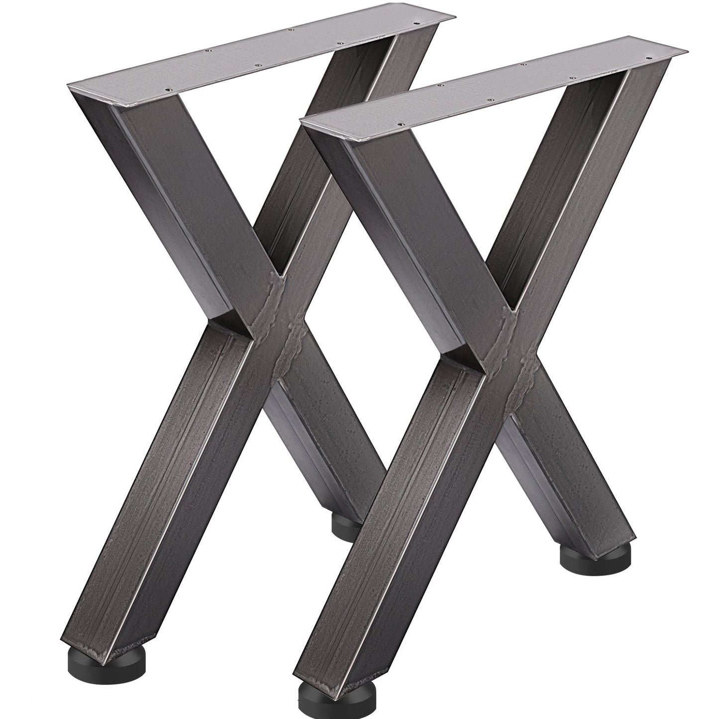 Set of 2 Steel Table Legs, 28'Height 24'Wide Dining Table Legs, Heavy Duty 3.1" Square Box Section X Frame Table Legs, 28x24x3.1 Inch Original Color Industrial Country Style Metal Dining Legs