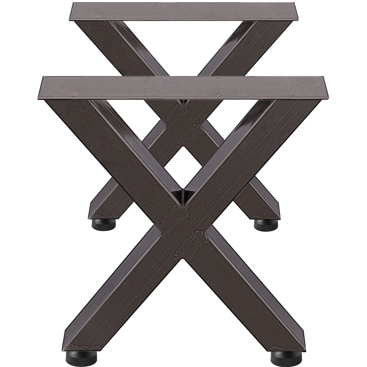 Set of 2 Steel Table Legs, 28'Height 24'Wide Dining Table Legs, Heavy Duty 3.1" Square Box Section X Frame Table Legs, 28x24x3.1 Inch Original Color Industrial Country Style Metal Dining Legs