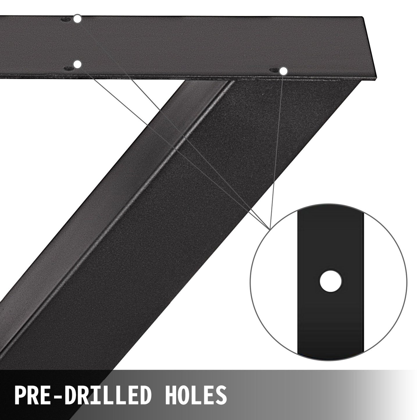 Set of 2 Steel Table Legs, 28\'\'Height 24\'\'Wide Dining Table Legs, Heavy Duty 3.1\" Square Box Section X Frame Table Legs, 28x24x3.1 Inch Black Color Industrial Country Style Metal Dining Leg