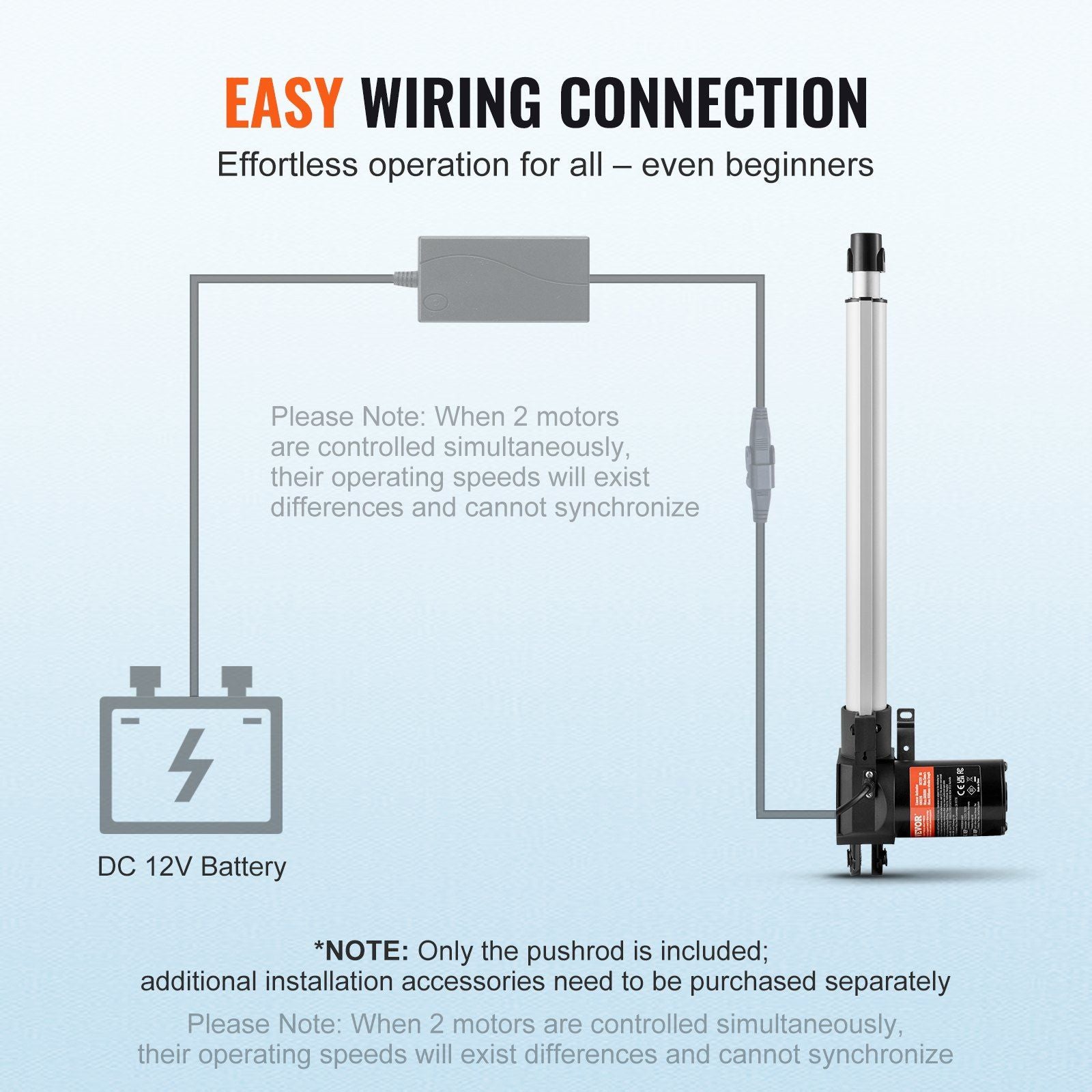 Linear Actuator 12V, 14 Inch Heavy Duty 1320lbs/6000N Linear Actuator, 0.19"/s Linear Motion Actuator with Mounting Bracket & IP44 Protection for Electric Door Industrial Machinery Vessels Cargo