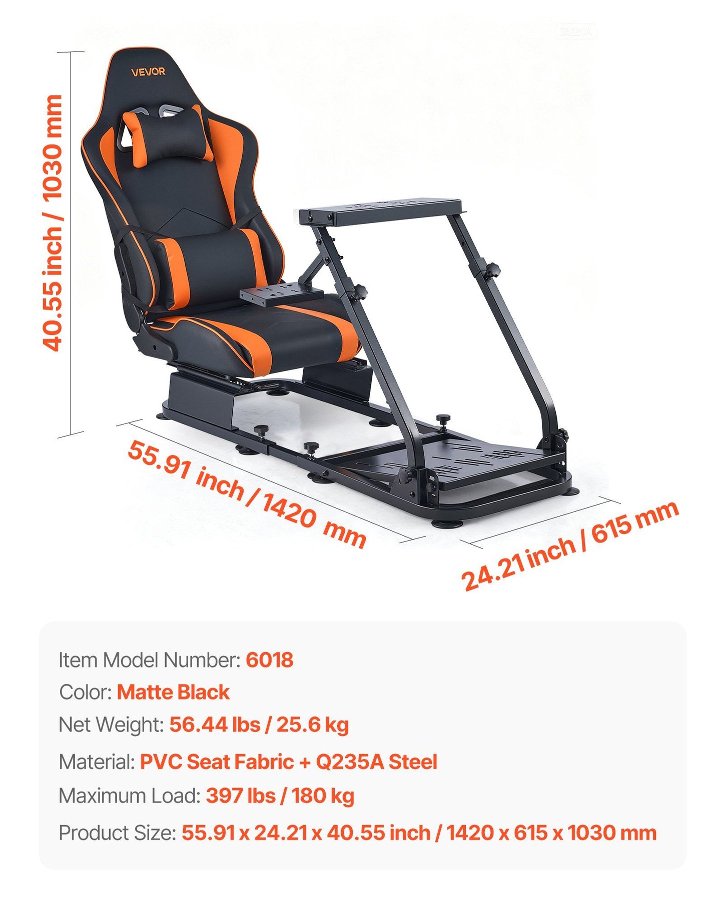 Racing Wheel Stand, Heavy-Duty Simulator Cockpit Steering Stand with Dual-Rail Dual-Arm, Fit Logitech G25,G27,G29,G920,G923, Thrustmaster T300RS,TX F458,T500RS,T3PA-PRO (F1/GT) and CSR Pedals