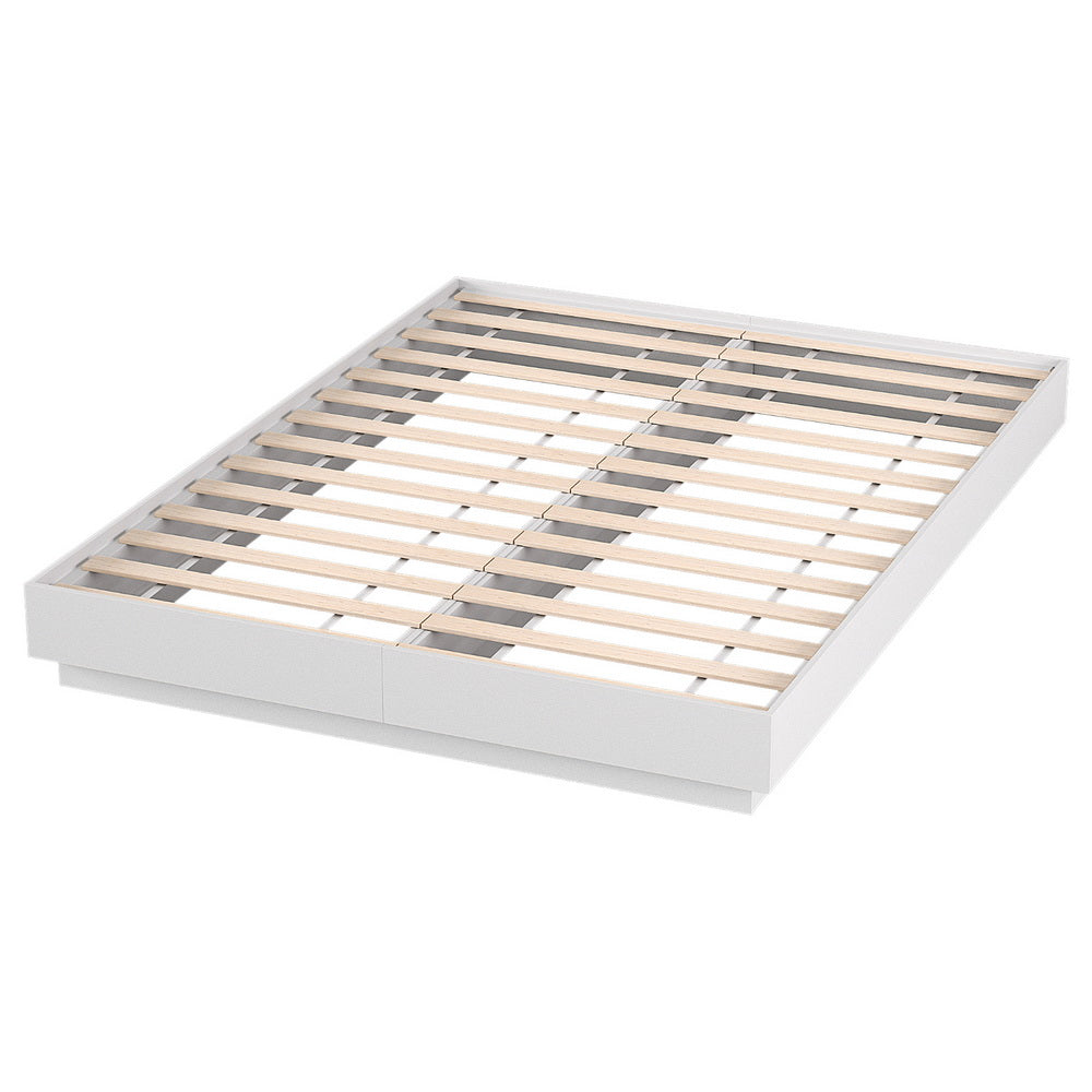 Artiss Double Bed Frame with 16Colour Led Light Wooden Platform Bed Base DAYGLOW
