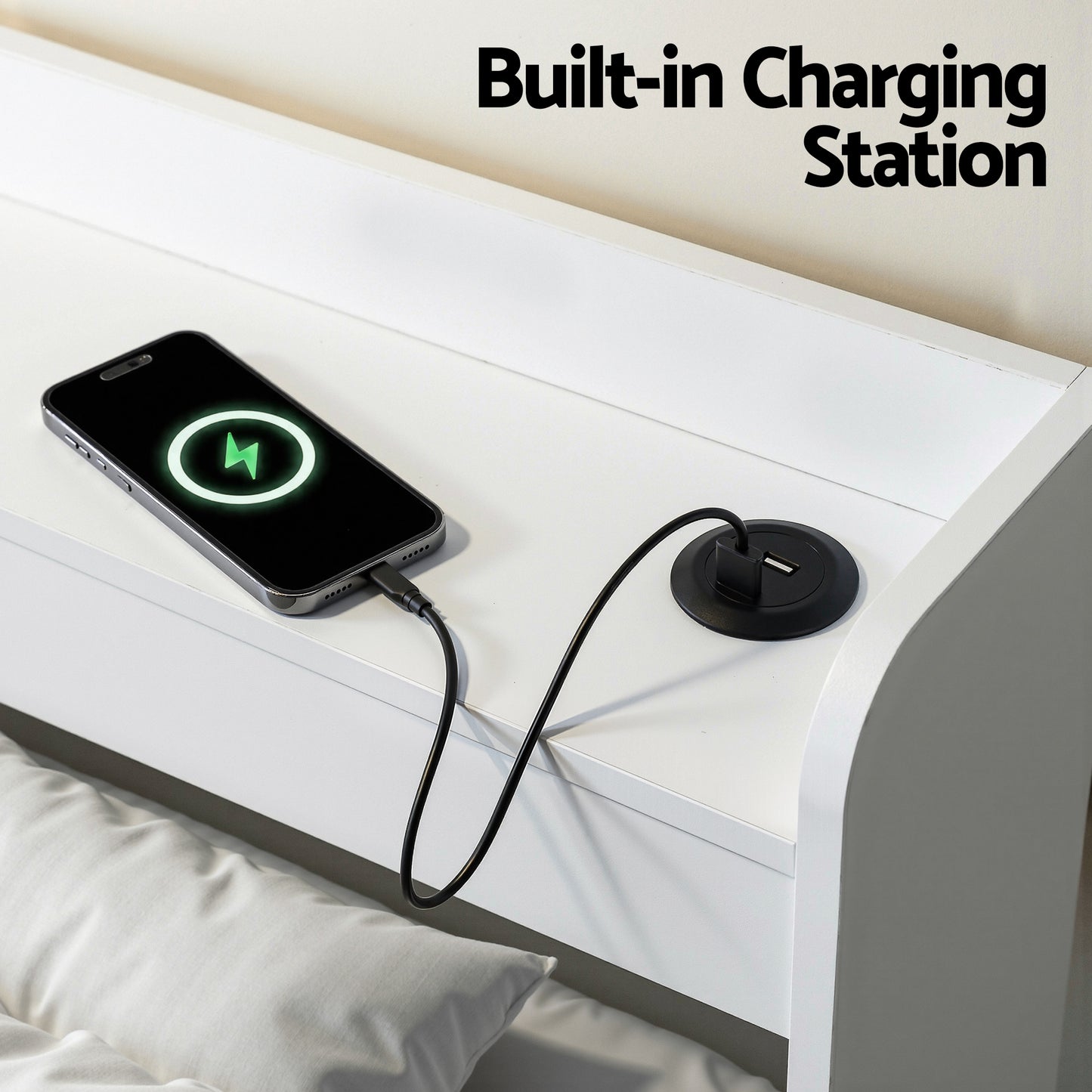 Artiss Bed Frame King Single Size with Charging Ports and 2 Drawers AURA