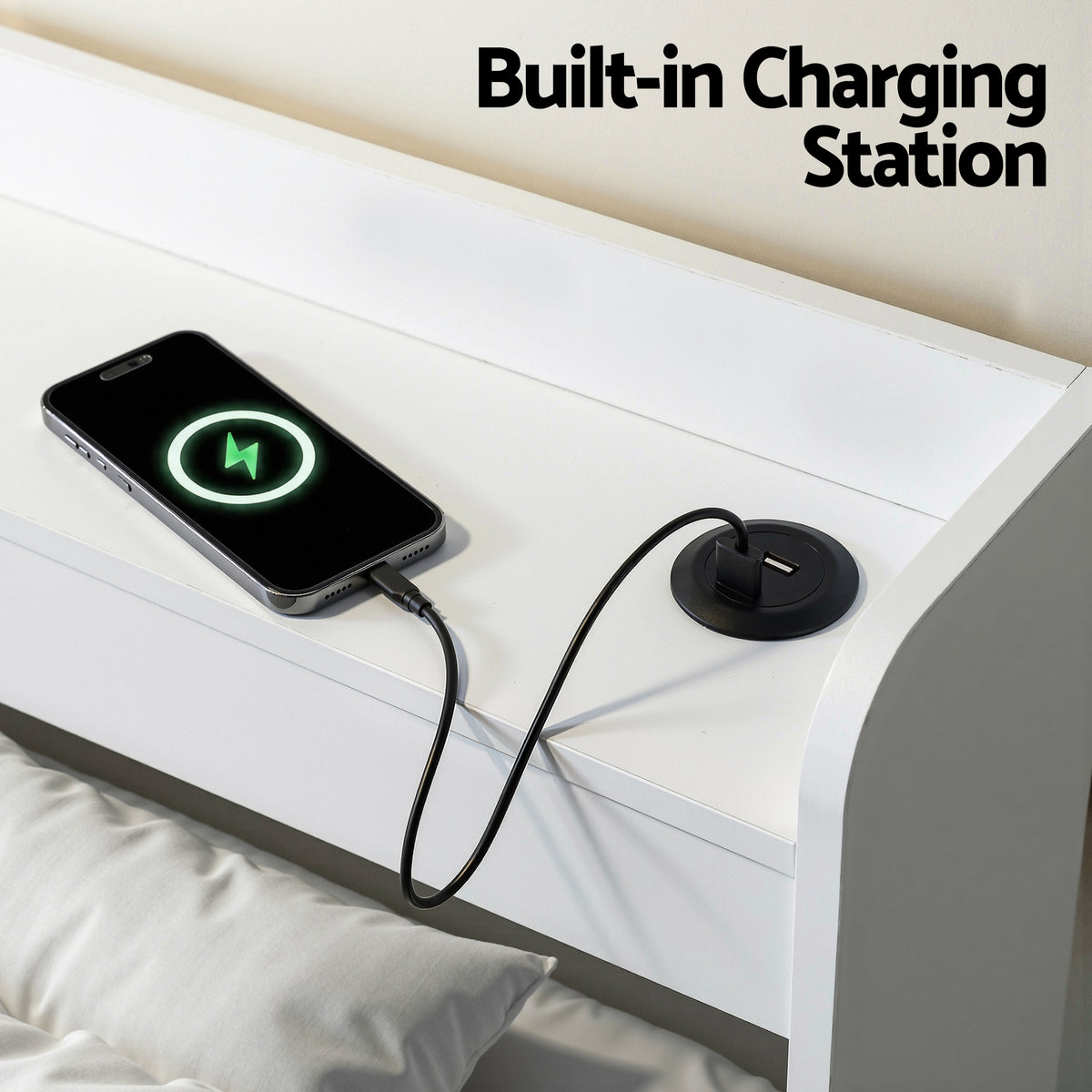 Artiss Bed Frame King Single Size with Charging Ports