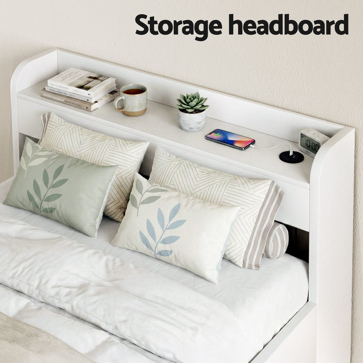 Artiss Bed Frame King Single Size with Charging Ports