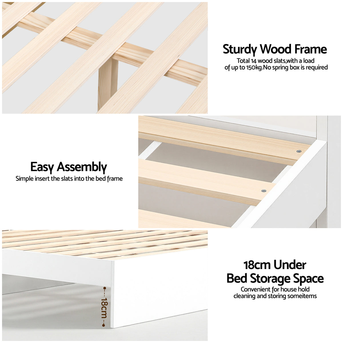 Artiss Bed Frame King Single Size with Charging Ports