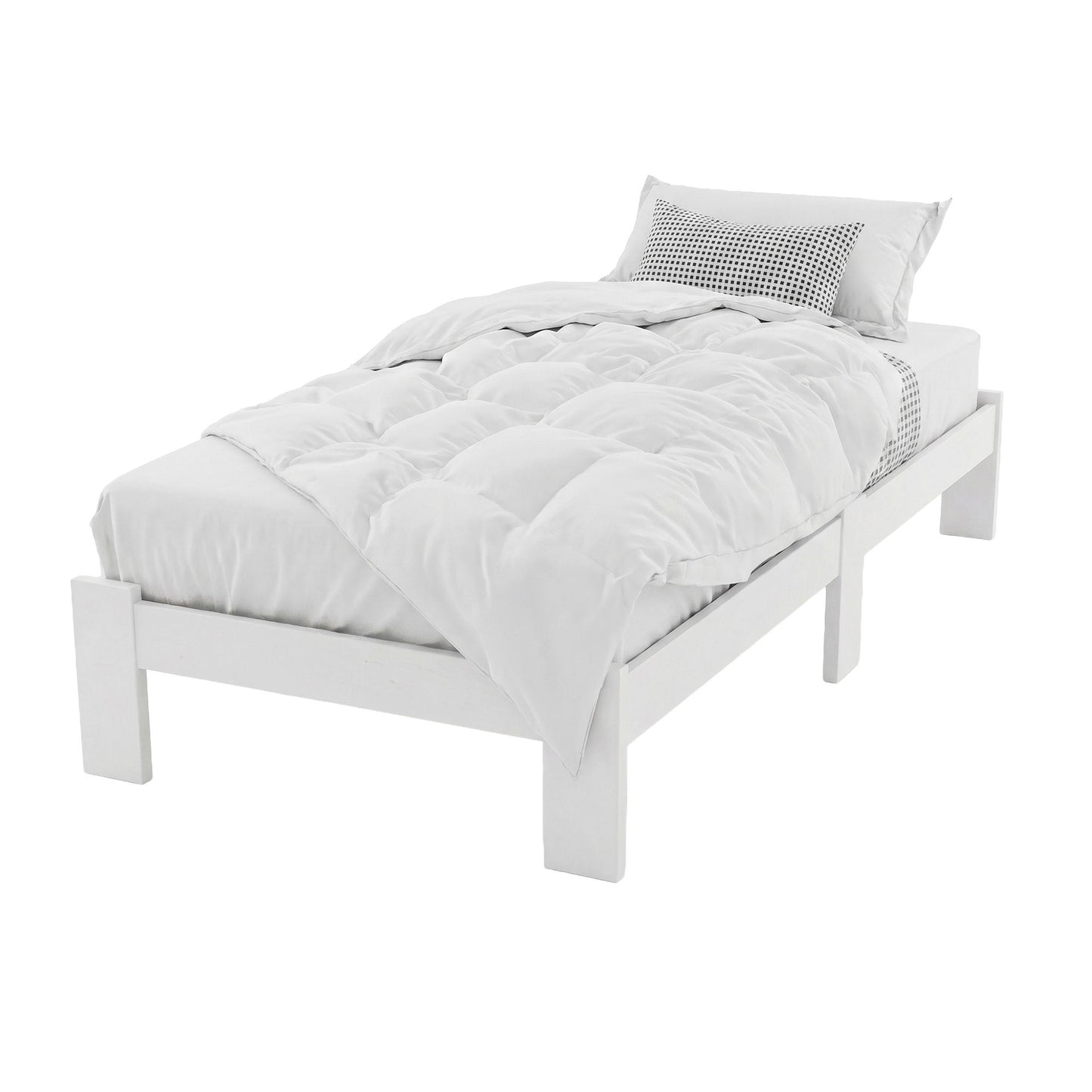 Artiss Bed Frame Single Size Wooden White JADE