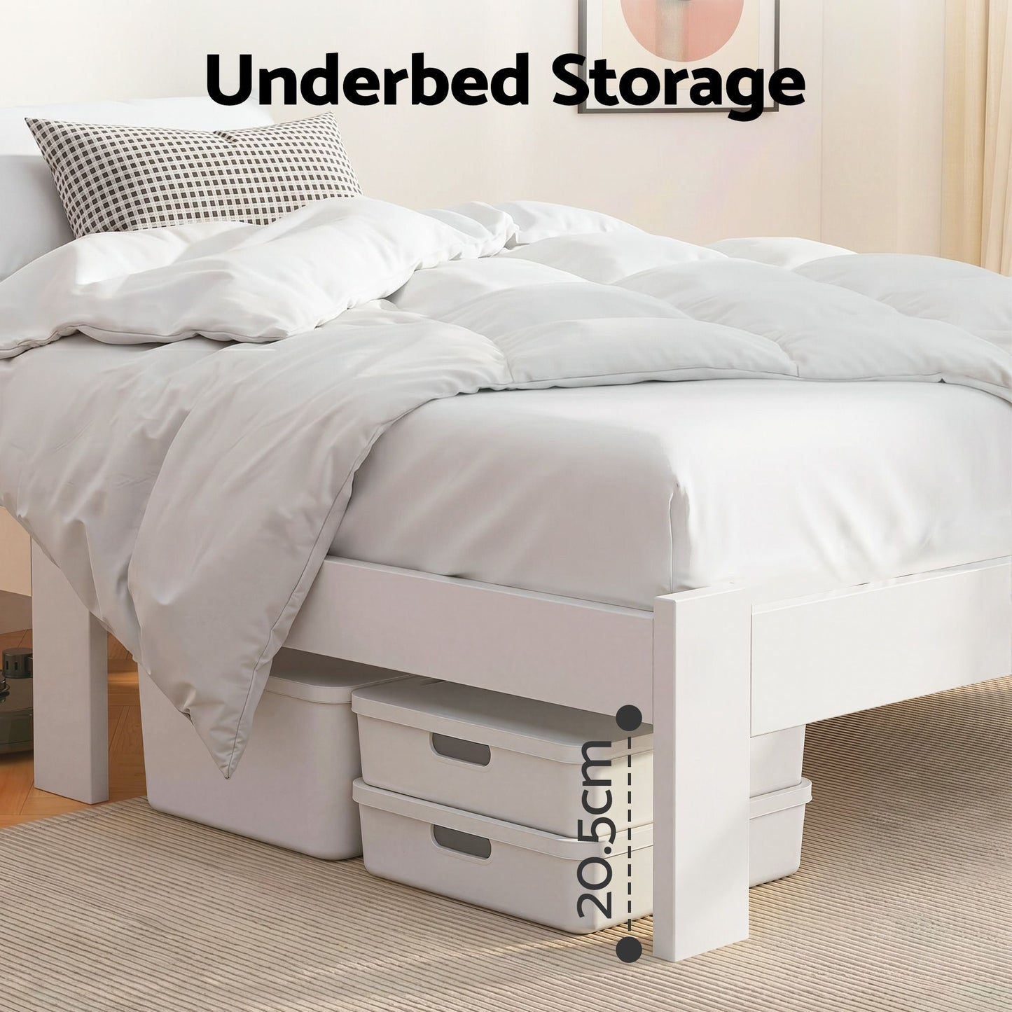 Artiss Bed Frame Single Size Wooden White JADE