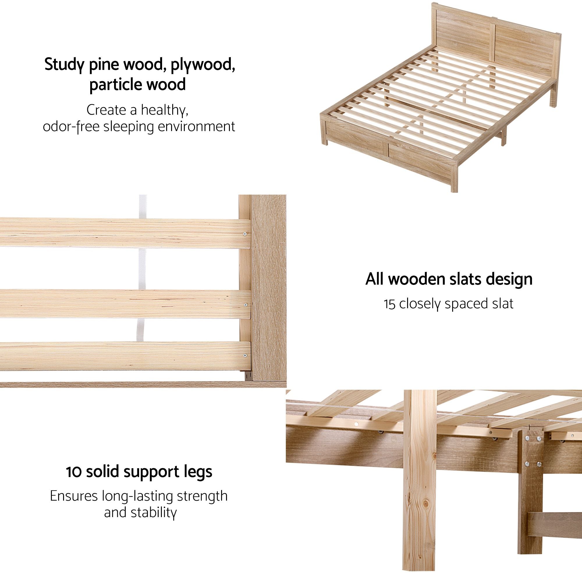 Artiss Queen Size Bed Frame with 2 Drawers Bedroom Furniture
