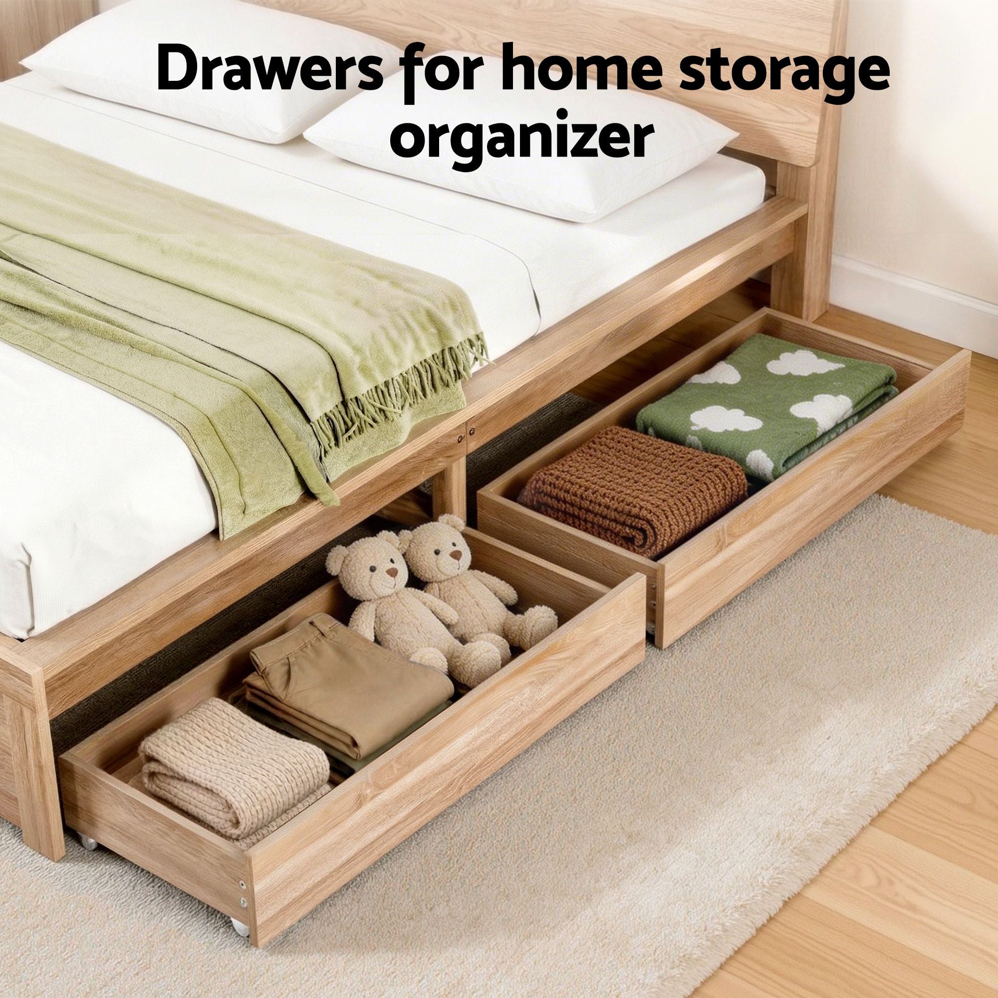 Artiss Queen Size Bed Frame with 2 Drawers Bedroom Furniture