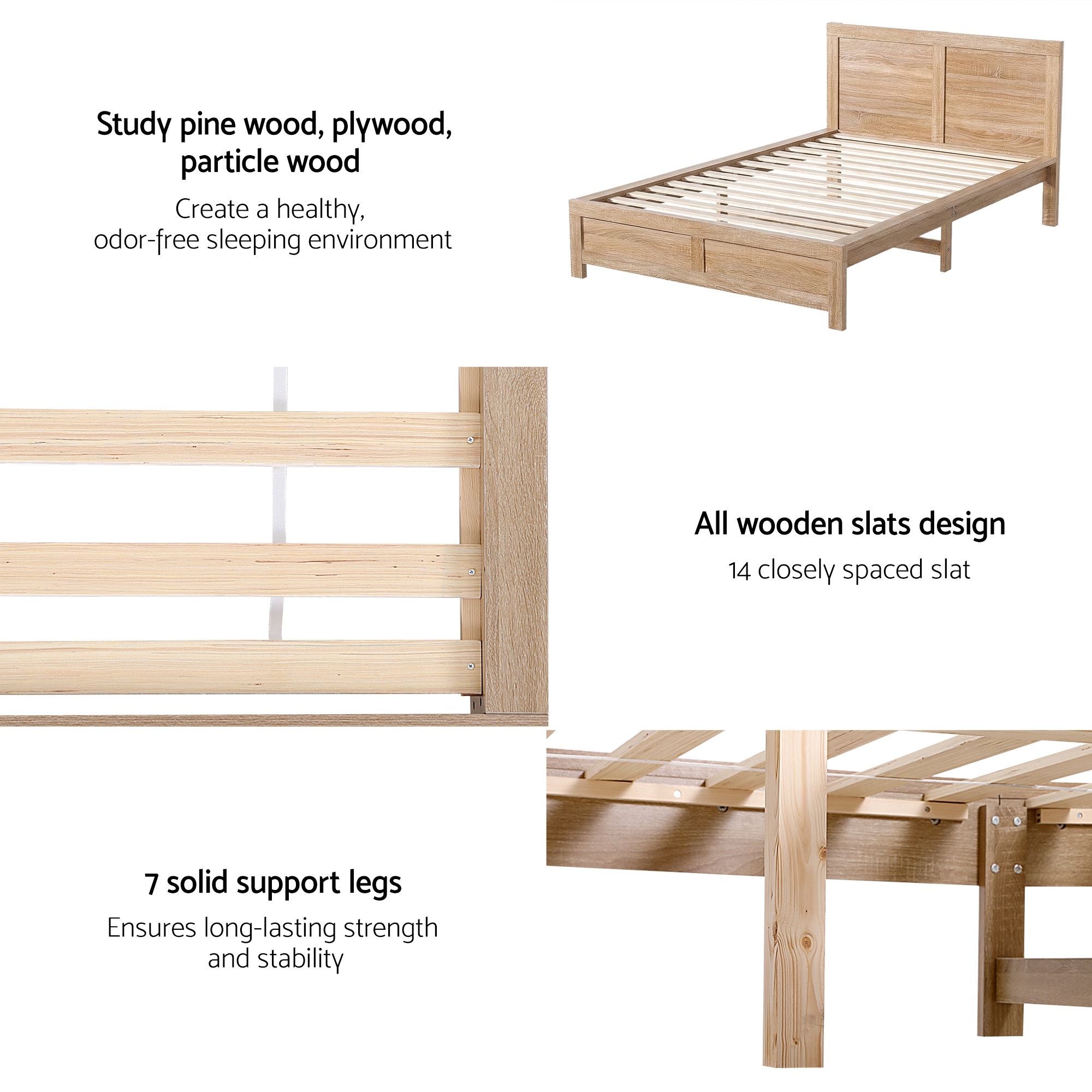 Artiss Single Bed Frame Wooden Bed Base Walnut