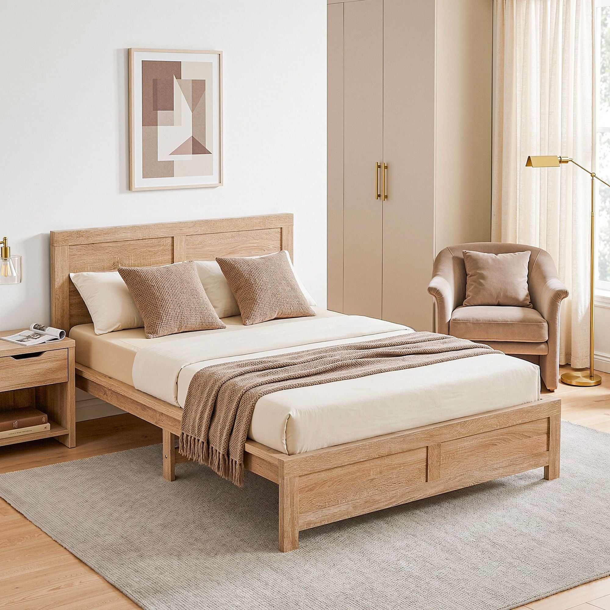 Artiss Single Bed Frame Wooden Bed Base Walnut