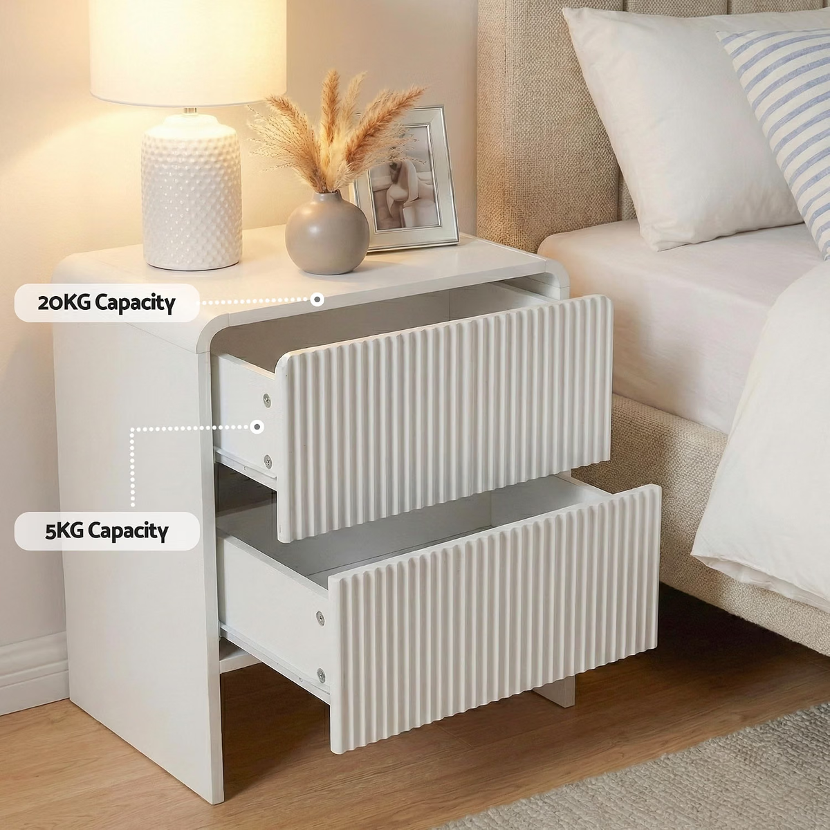 Artiss Double Wooden Bed Frame and 2 Bedside Table Bedroom Furniture Set
