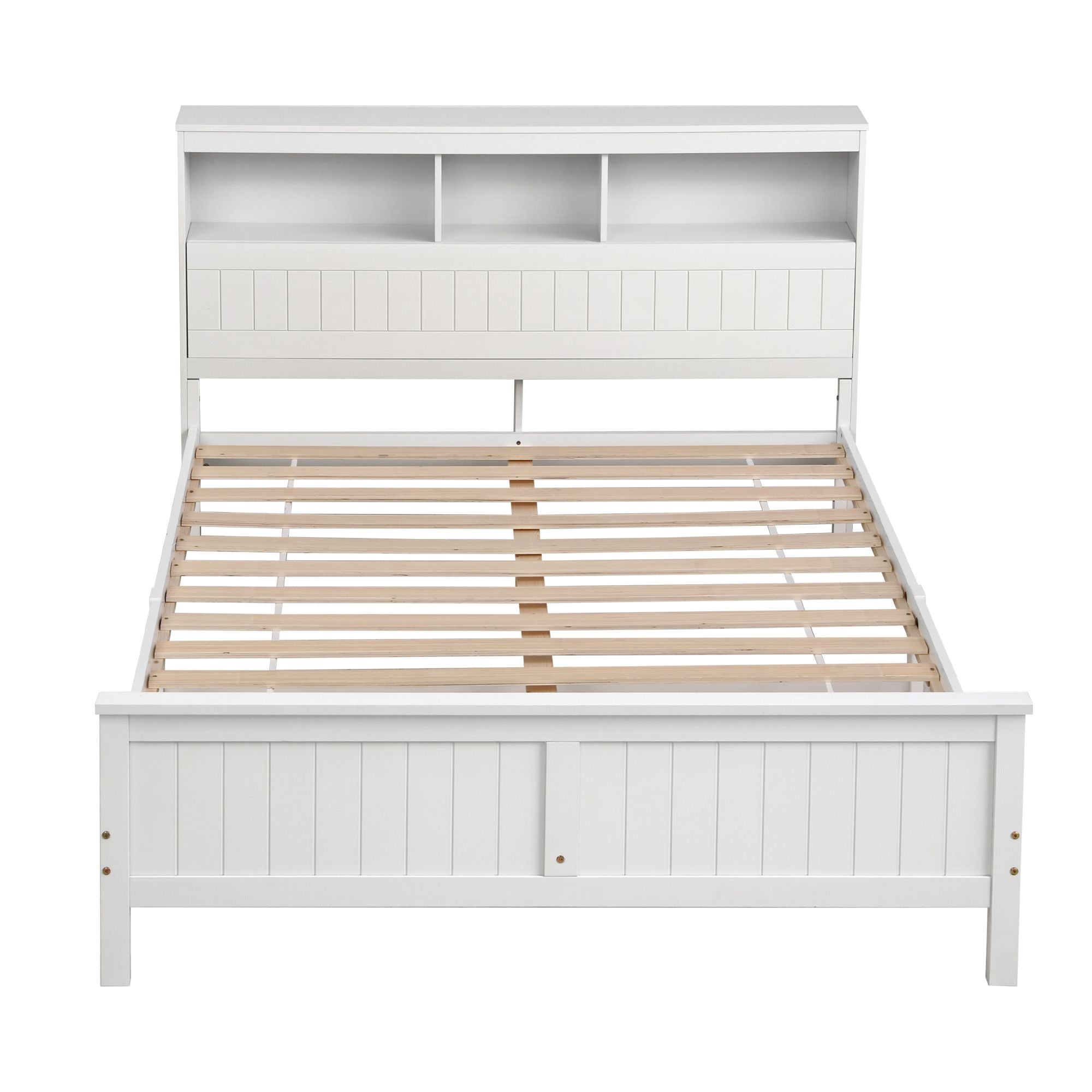 Artiss Queen Bed Frame with Storage Headboard and Footboard Wooden Bed Base White