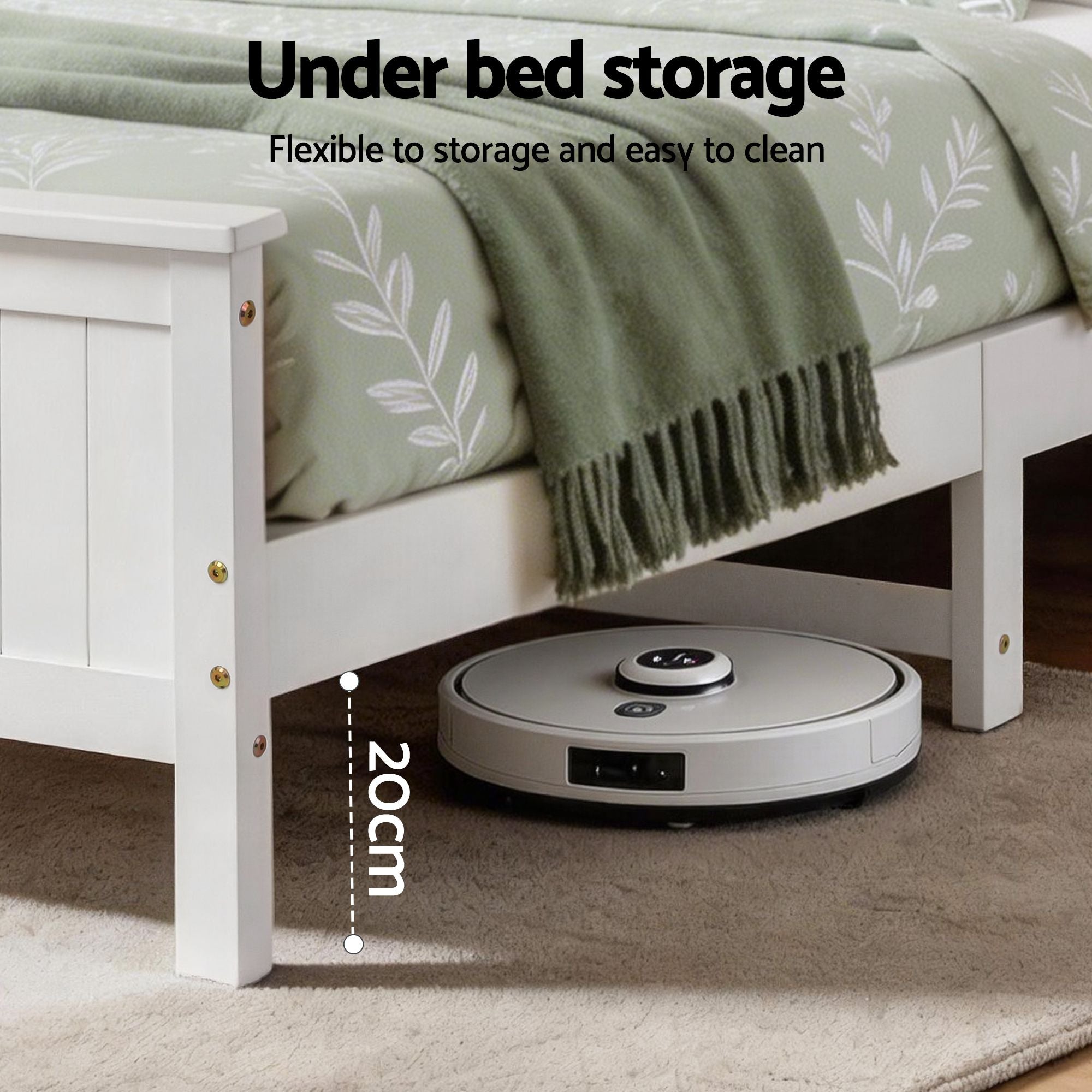 Artiss Queen Bed Frame with Storage Headboard and Footboard Wooden Bed Base White