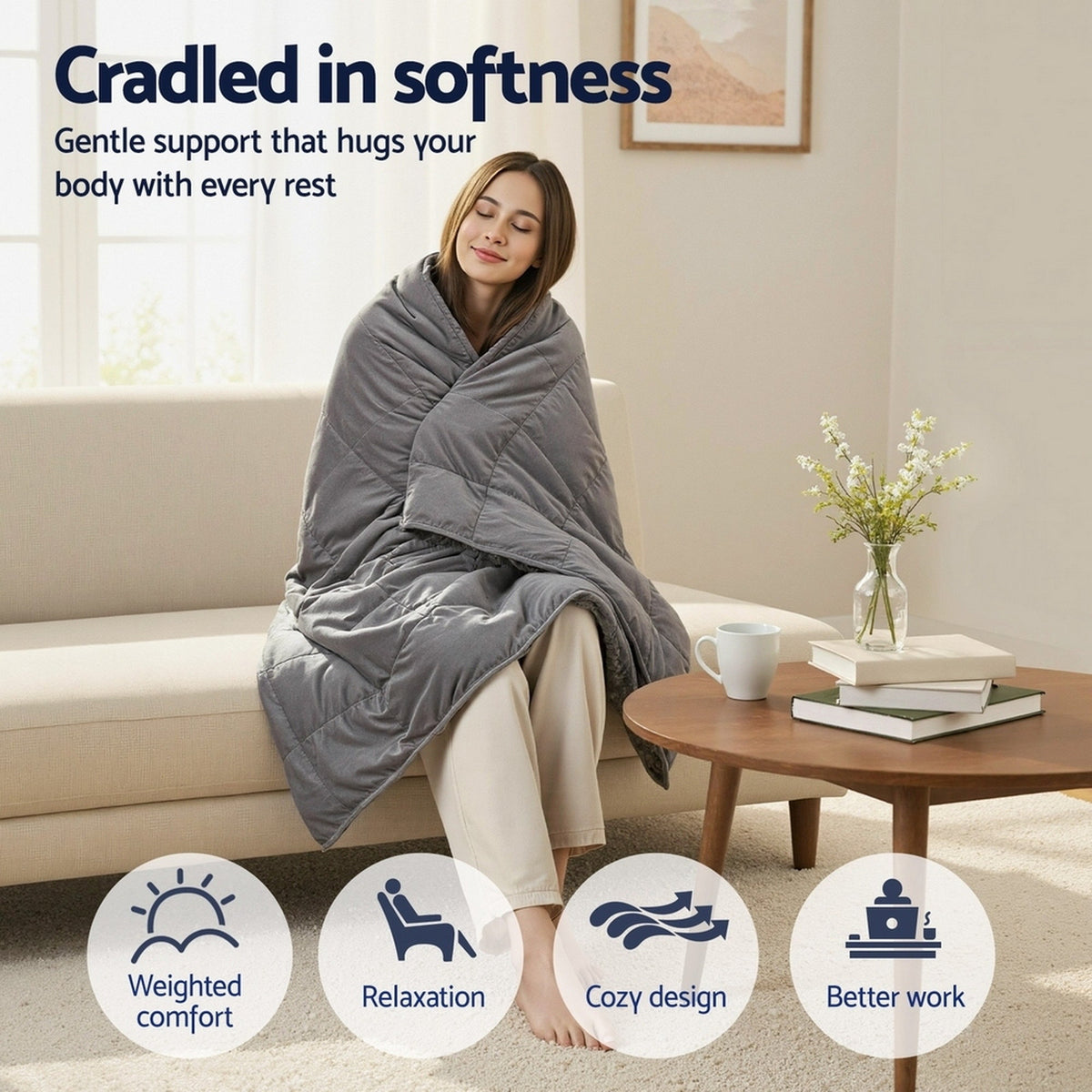 Giselle Bedding Weighted Blanket Fleece Sherpa Heavy Blanket 4.5KG