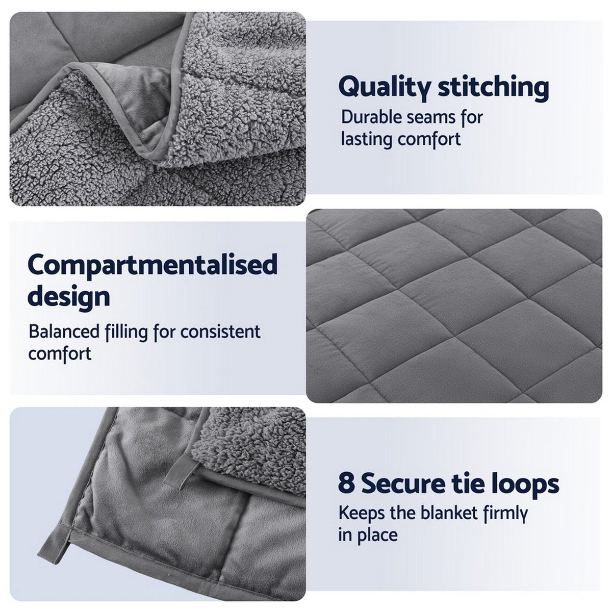 Giselle Bedding Weighted Blanket Fleece Sherpa Heavy Blanket 4.5KG