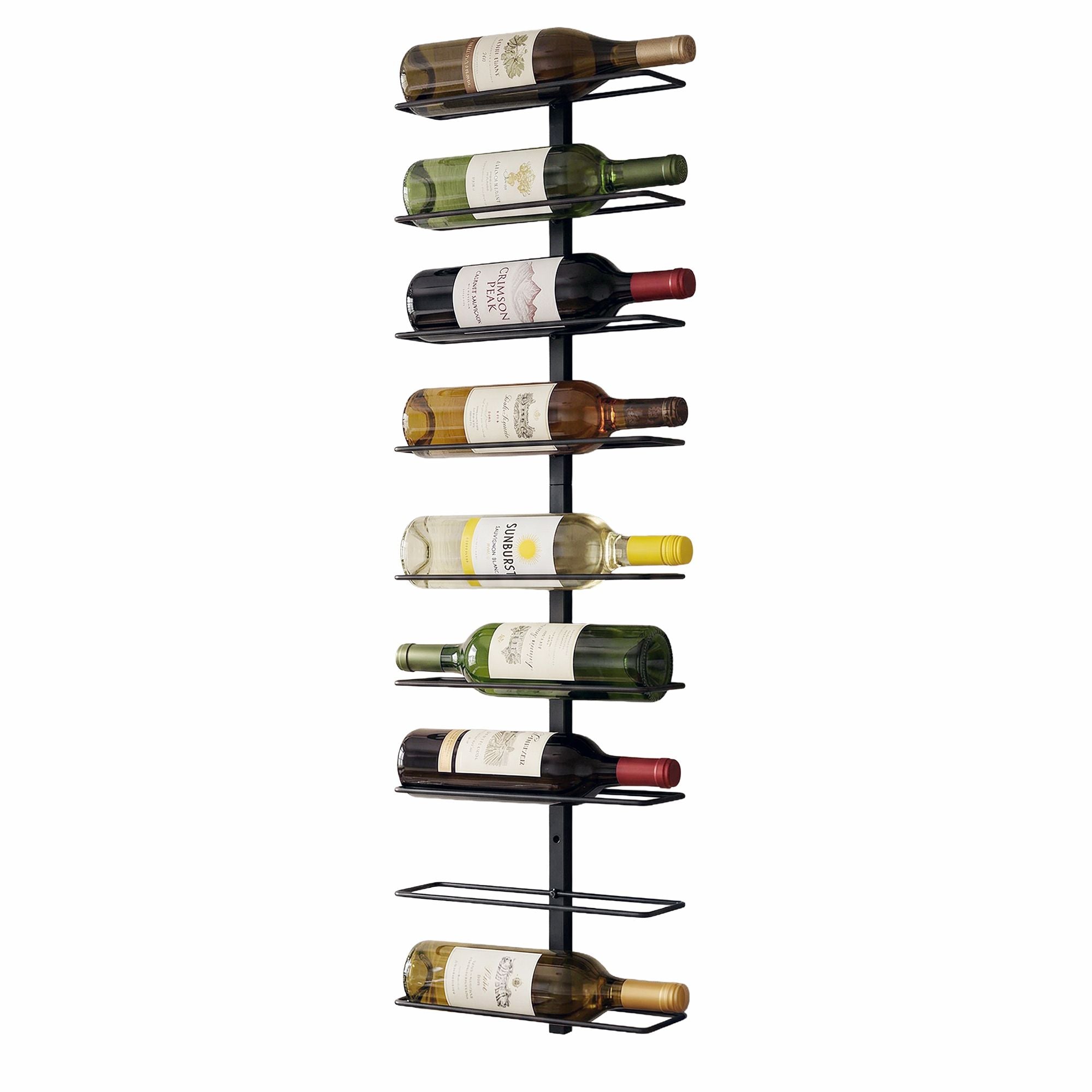 Artiss Wall Mounted Wine Rack 9 Bottles Display Storage Organizer Metal Black