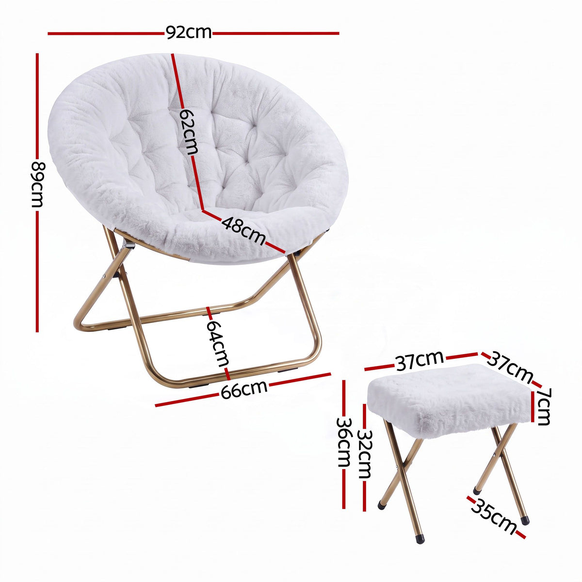 Artiss Comfy Saucer Chair Soft Faux Fur Foldable Accent, White