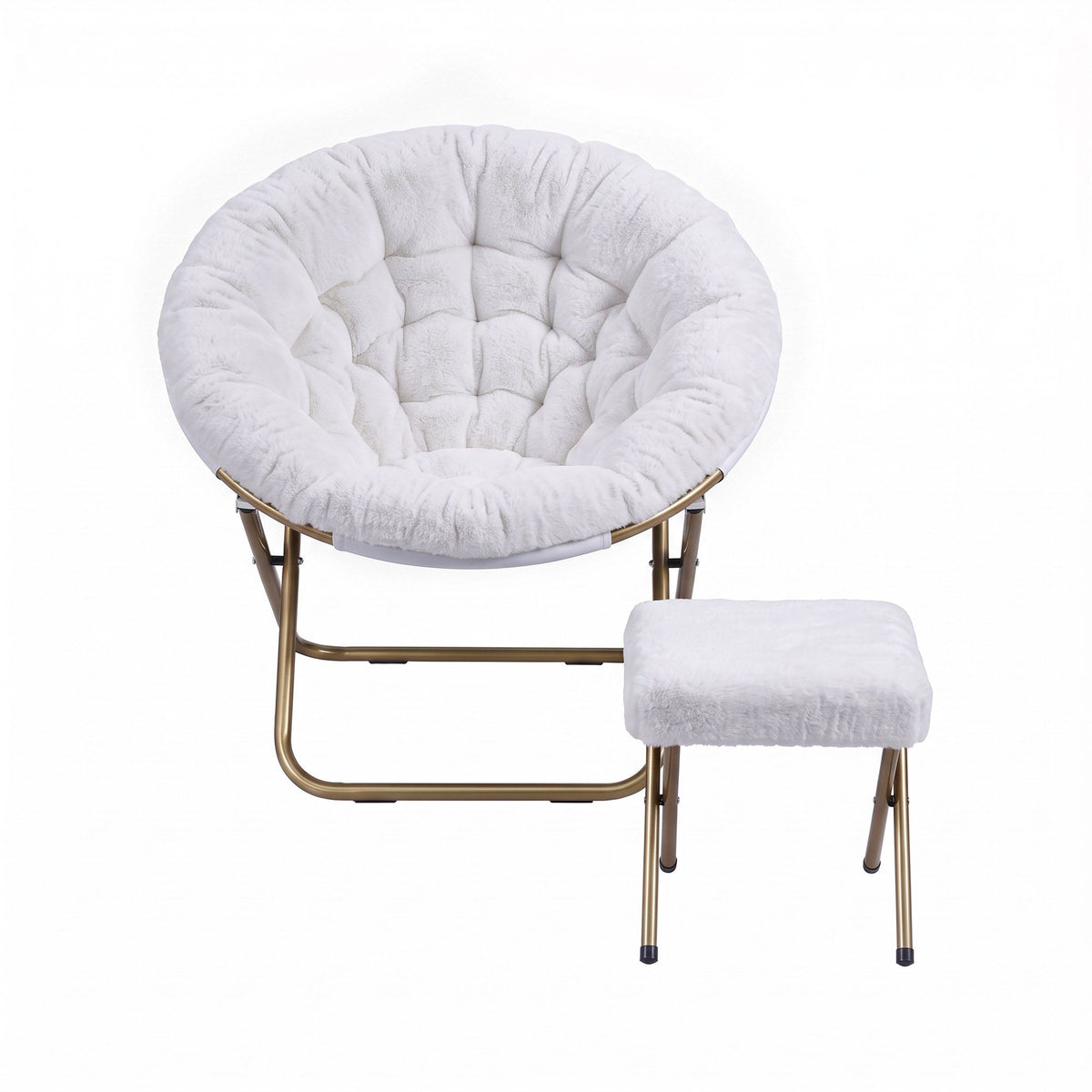 Artiss Comfy Saucer Chair Soft Faux Fur Foldable Accent, White