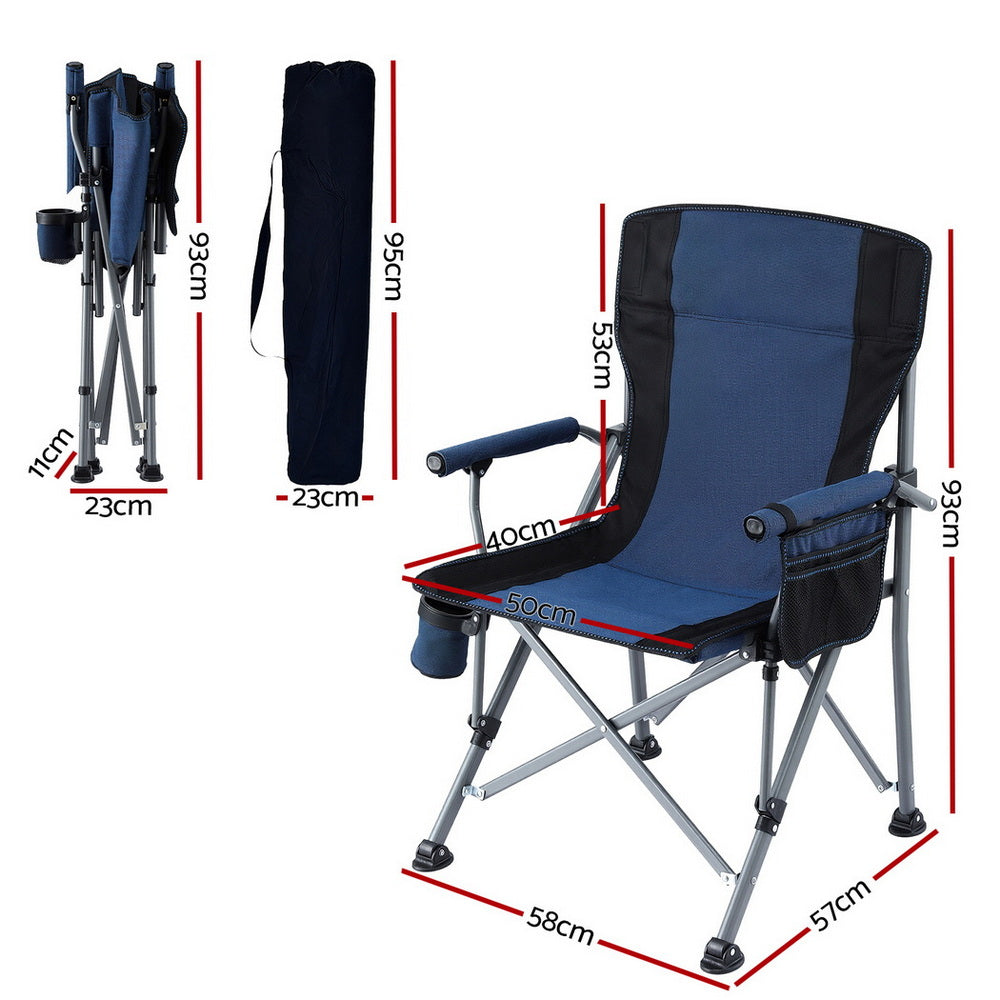 Weisshorn Camping Chair Folding Outdoor Portable Seat Lightweight Beach Picnic Fishing Capacity 120KG Navy Blue
