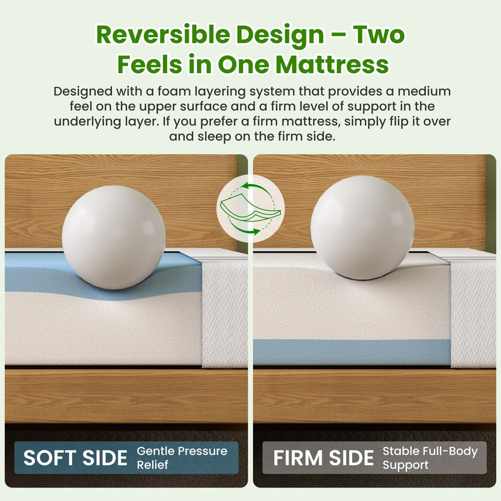 20cm King Single Reversible Gel Memory Foam Mattress BedStory Medium Soft & Firm
