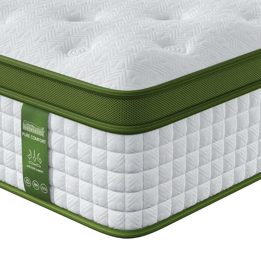 BedStory 34cm Double Latex Hybrid Mattress Medium Firm - 5 Zone Pocket Spring Bed for Pressure Relief Motion Isolation