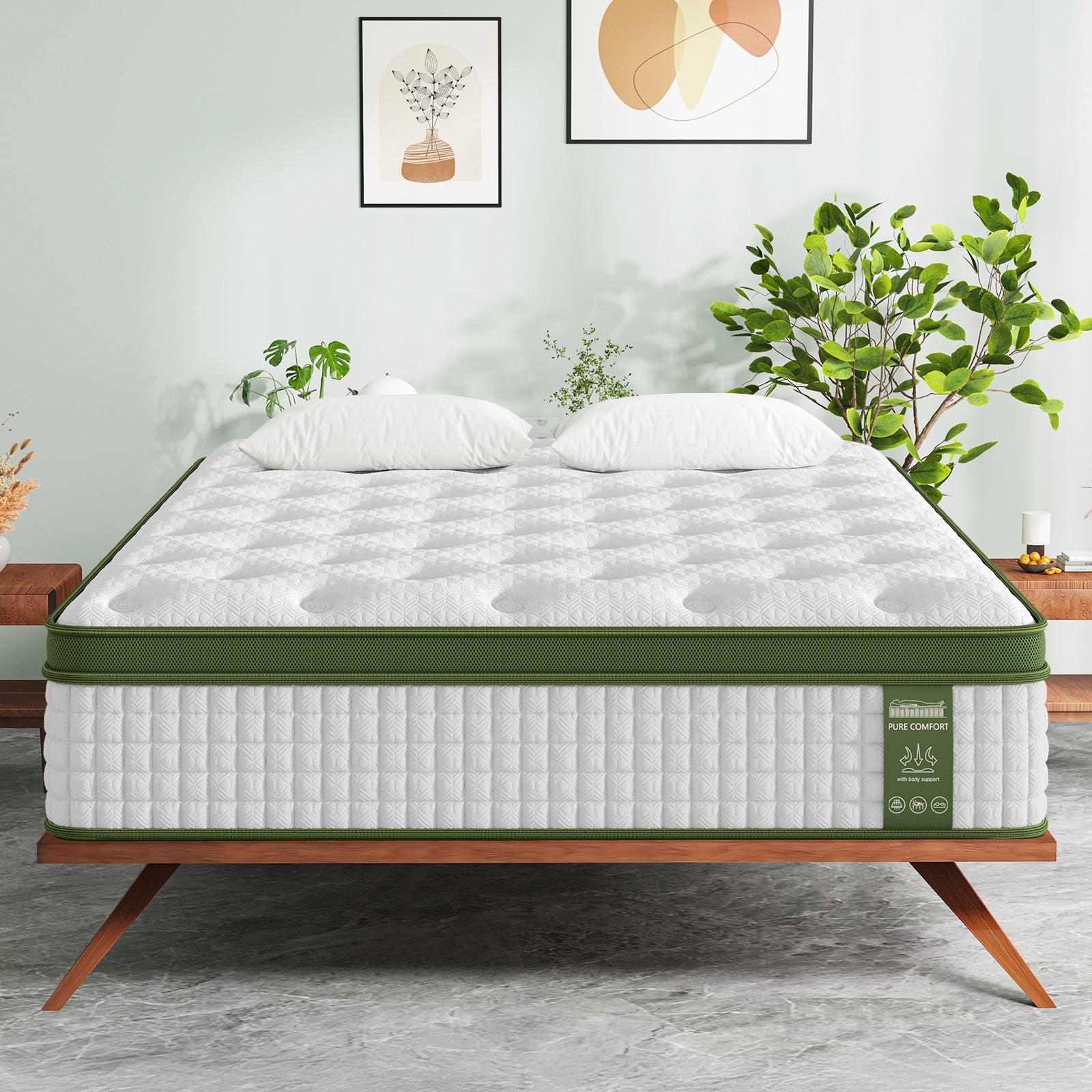 BedStory 34cm Double Latex Hybrid Mattress Medium Firm - 5 Zone Pocket Spring Bed for Pressure Relief Motion Isolation