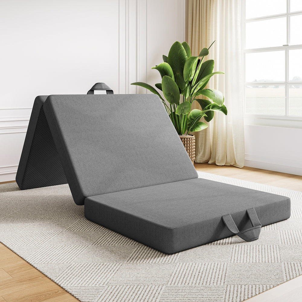 15cm Small Single BedStory 3-Fold Mattress Folding Foam Bed Washable Cover, 180x70cm