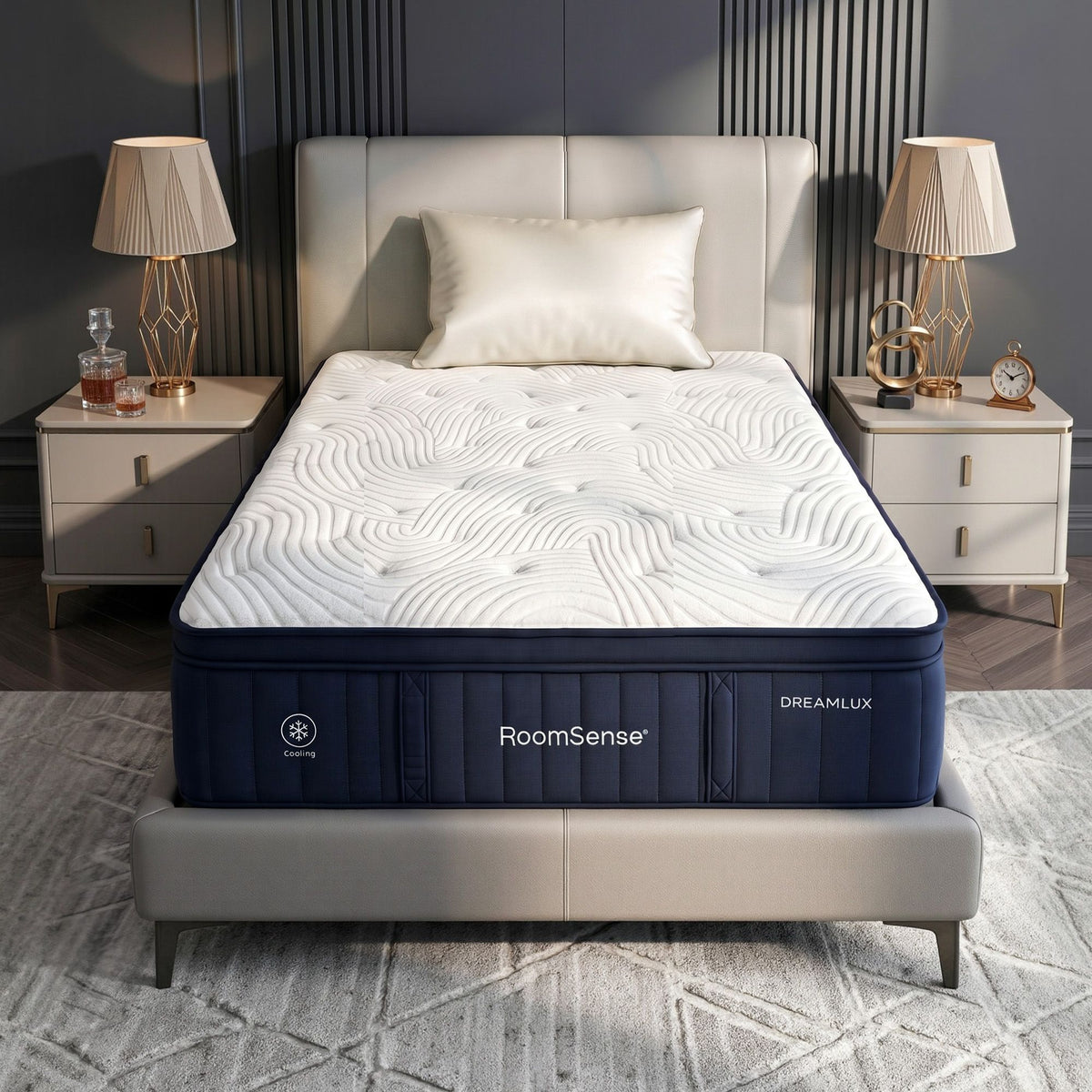 RoomSense Double Mattress, 34cm Thick Medium Soft Hybrid Mattress for Back Pain Relief, Tencel Cooling Pocket Spring Mattress Double Size in a Box