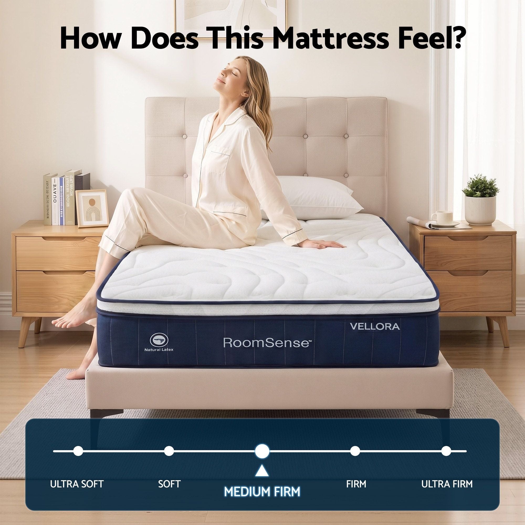 RoomSense Single Mattress , 30cm Medium Firm Hybrid Mattress with Latex Lumbar Support for Back Pain Relief , Pocket Spring Mattress Single Size in a Box