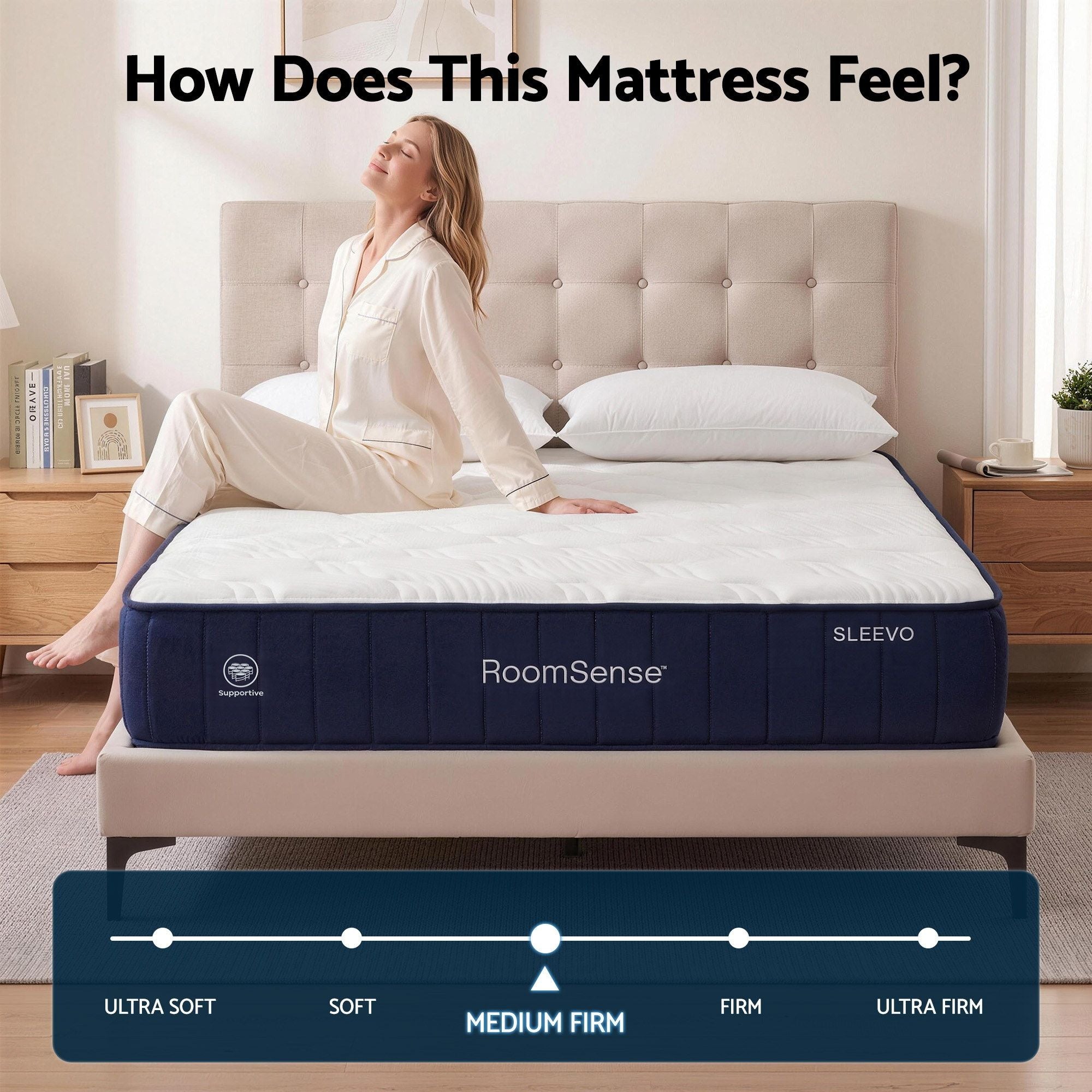 RoomSense King Single Mattress, 26cm Orthopedic Firm Mattress for Back Pain Relief, Pocket Spring Hybrid Mattress King Single Size for Home & Rental
