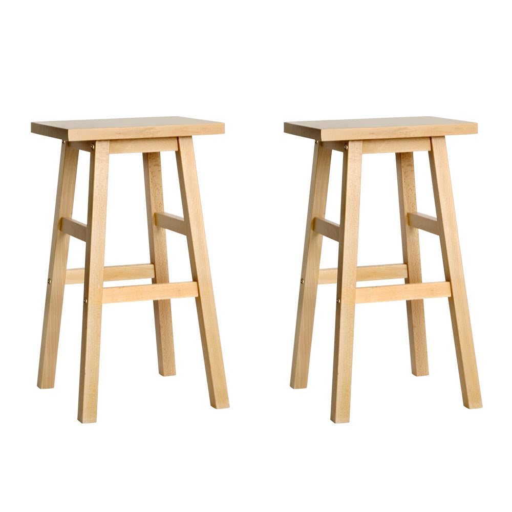 Artiss 2x Bar Stools Kitchen Chairs Wooden Nature