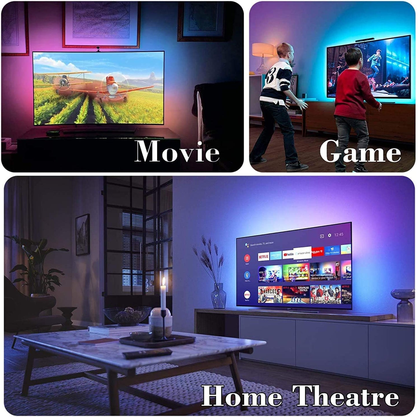 2M LED Strip Lights Rope Light for TV, Gaming and Computer (Lights Strip App with Remote Control)